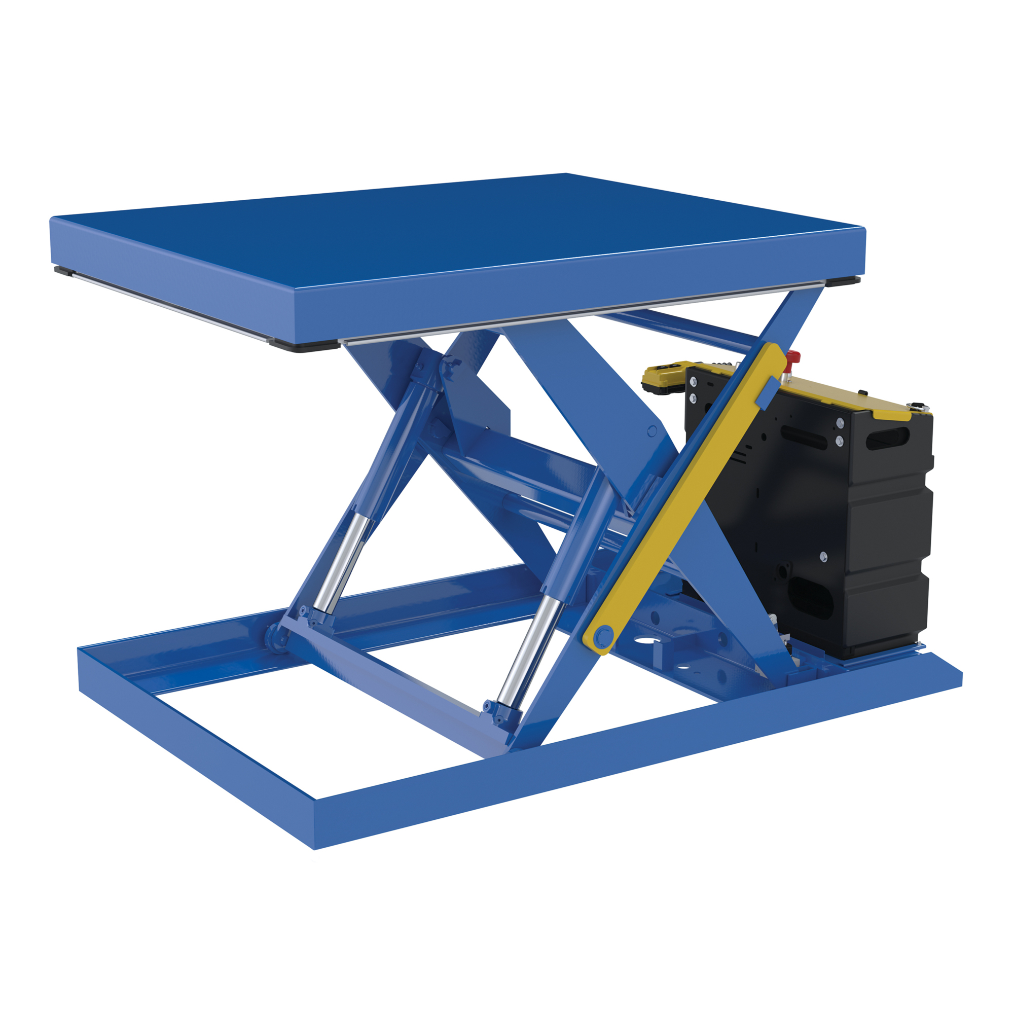 Vestil Steel Scissor Lift Table DC Power 54-1/8 In. x 32-1/2 In. x 32 In. 2,000 Lb. Capacity Blue
